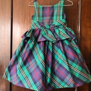 Janie and Jack Dressy Green plaid Dress size 4 Christmas